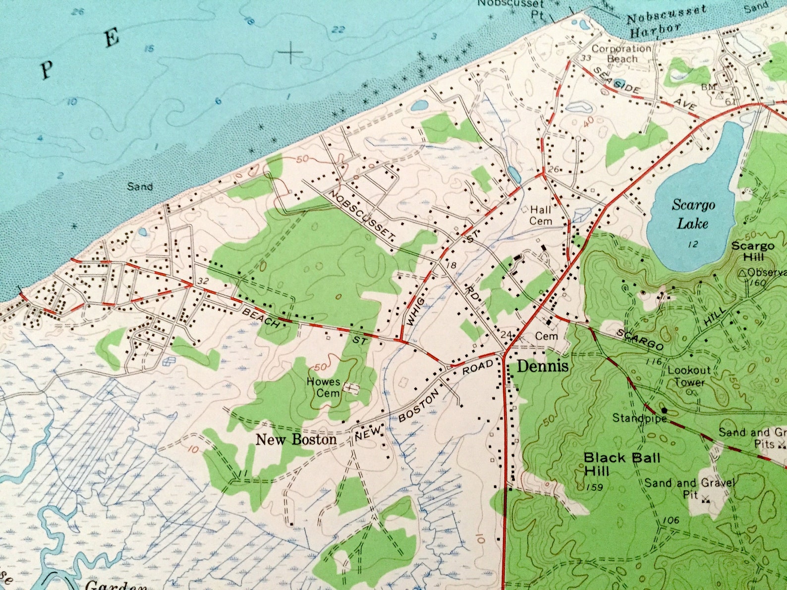 Antiguo Dennis Massachusetts 1961 US Geological Survey Mapa Etsy