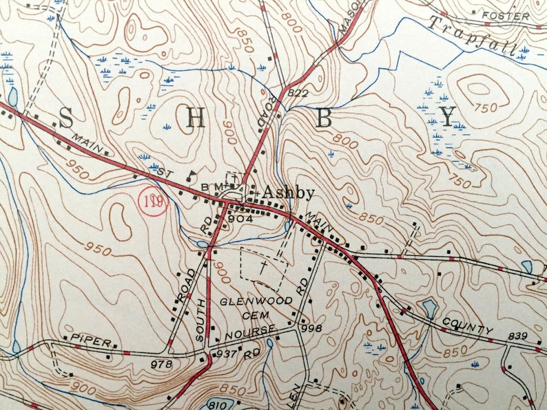 Antique Ashby Massachusetts & New Ipswich New Hampshire 1946 Etsy