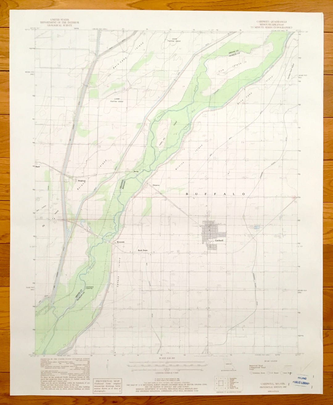 Antique Cardwell, Missouri & Brighton, Arkansas, 1983 US Geological