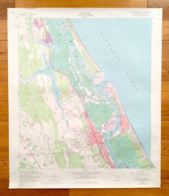 Antique New Smyrna Beach Florida 1956 Us Geological Survey Etsy