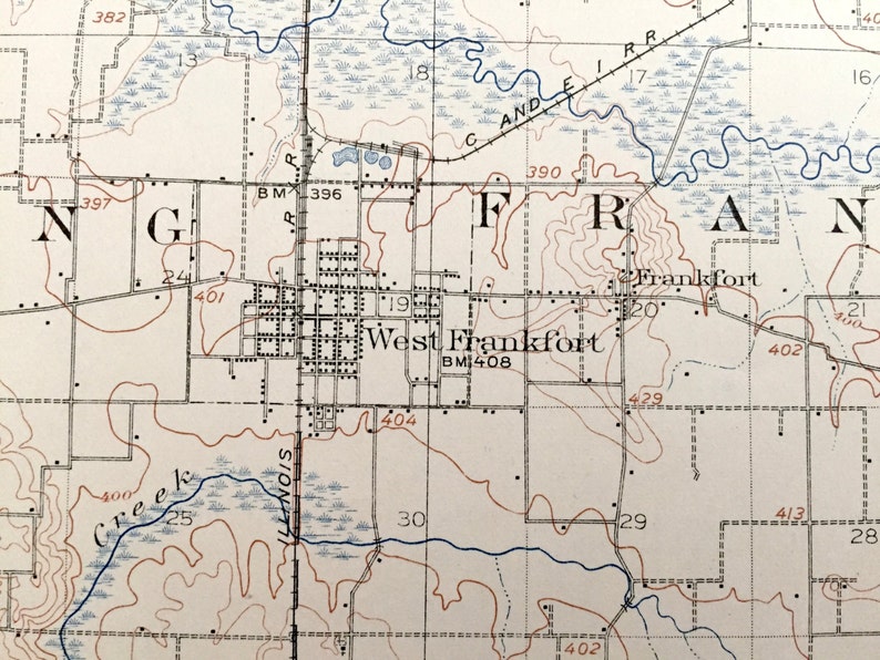 Antique West Frankfort Illinois 1909 US Geological Survey Etsy
