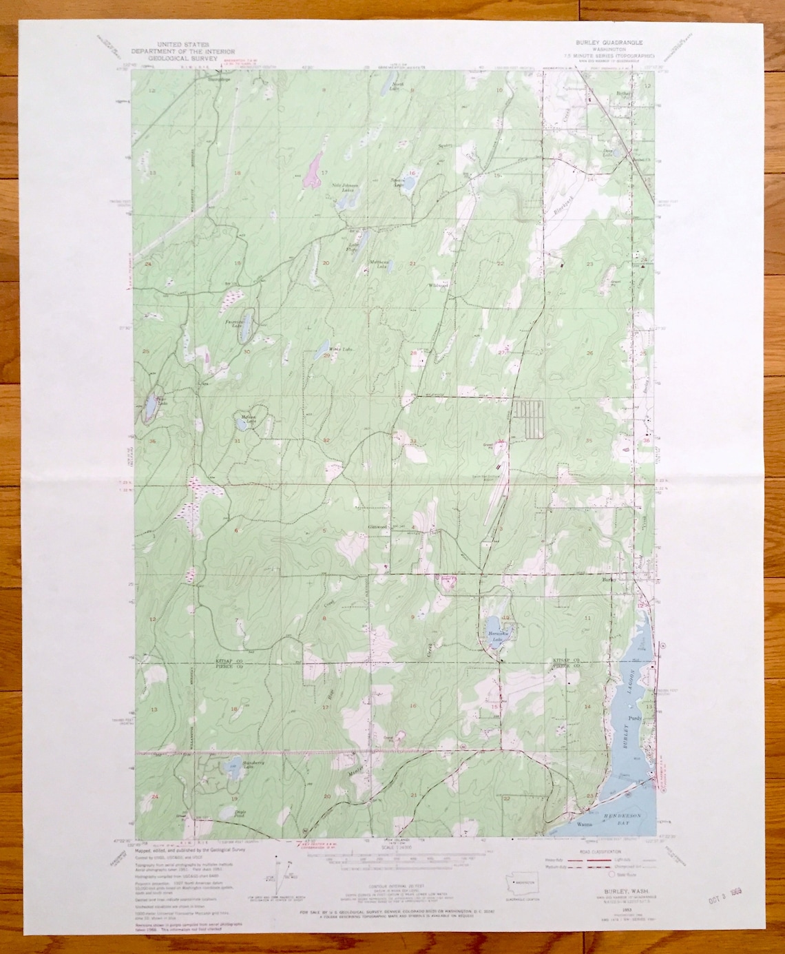 Antique Burley Washington 1953 US Geological Survey Etsy