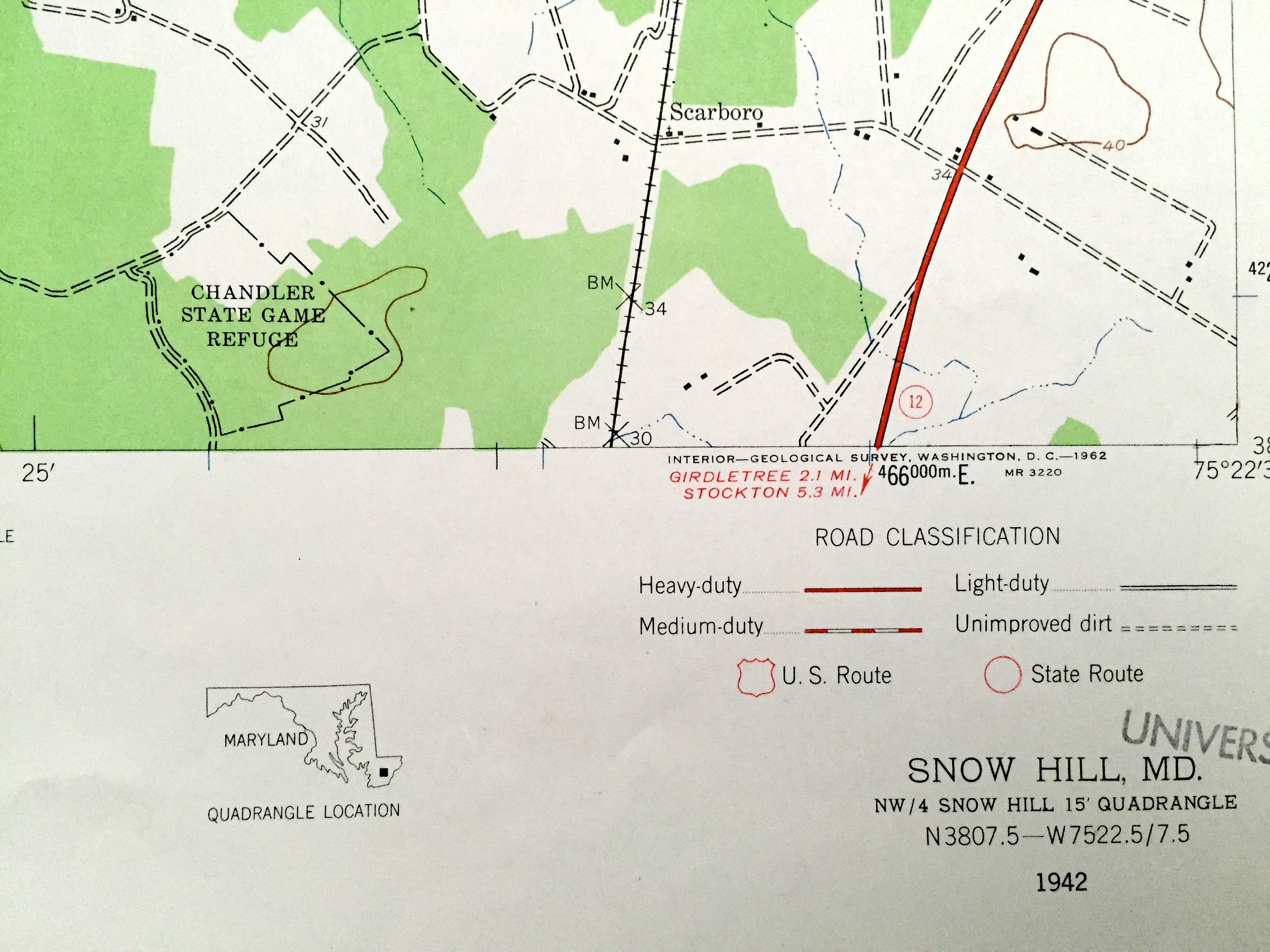 Antique Snow Hill Maryland 1942 US Geological Survey Etsy