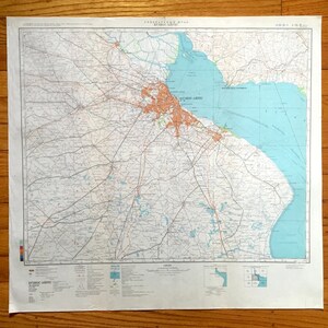 Antik SOVIET Buenos Aires, Argentina 1970 Rysslands armékarta – La Plata, Pilar, Entres Rios, Santa Fe-provinsen, Zarate, Uruguay
