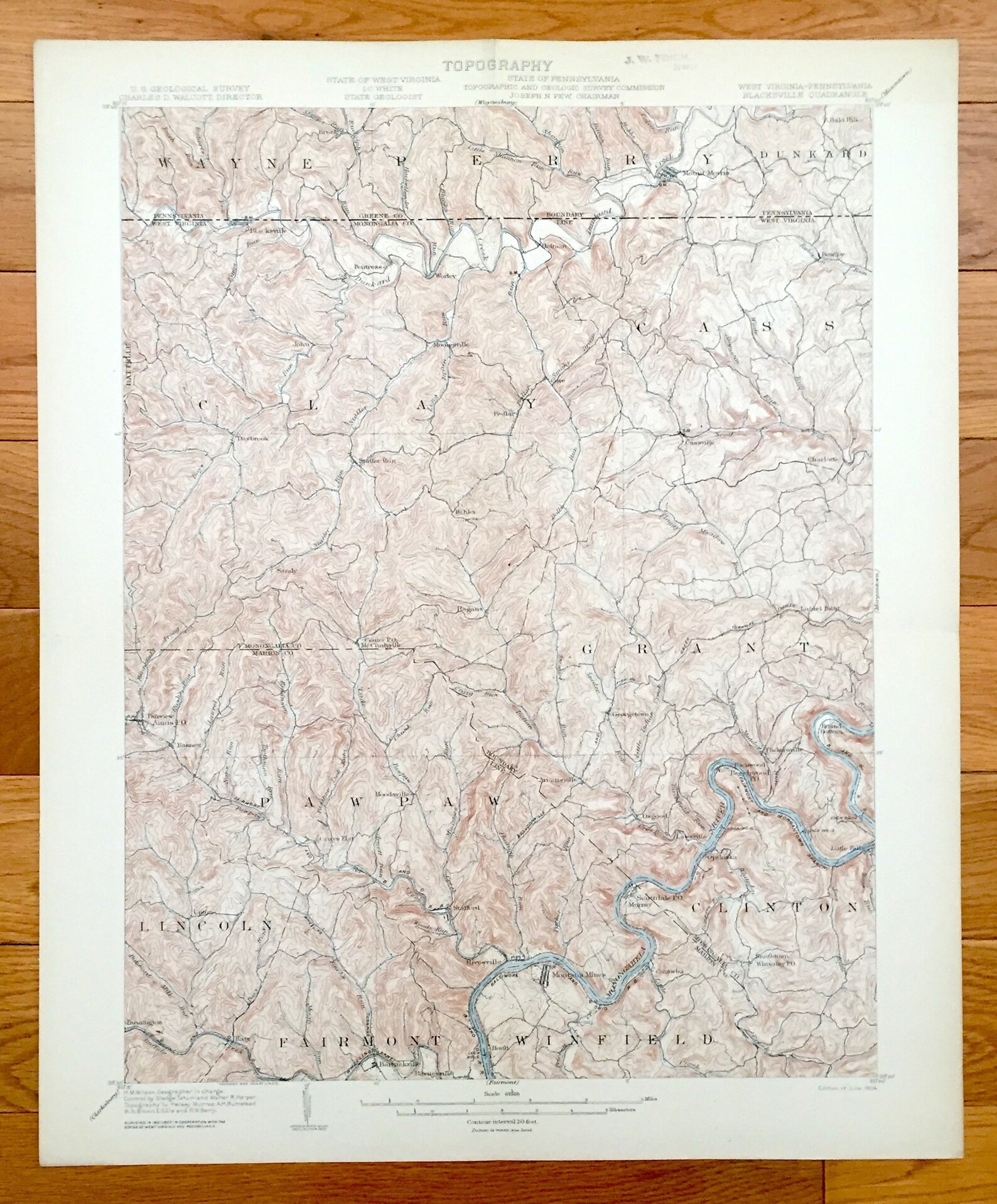 Antique Blacksville West Virginia 1904 US Geological Survey Etsy