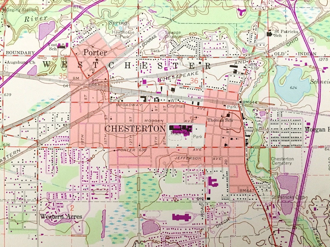 Antique Chesterton Indiana 1962 US Geological Survey Etsy