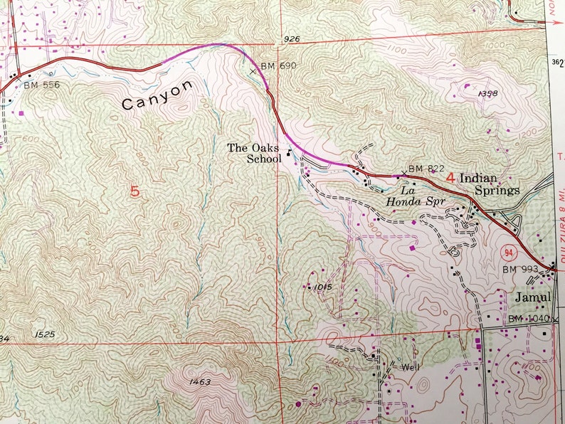 Antique Jamul Mountains California 1955 US Geological Survey Etsy