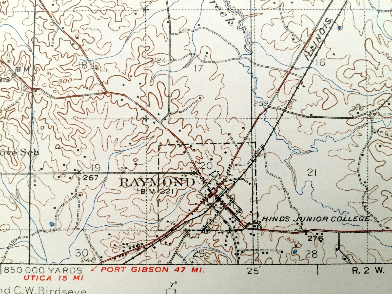 Antique Raymond Mississippi 1937 US Geological Survey Etsy