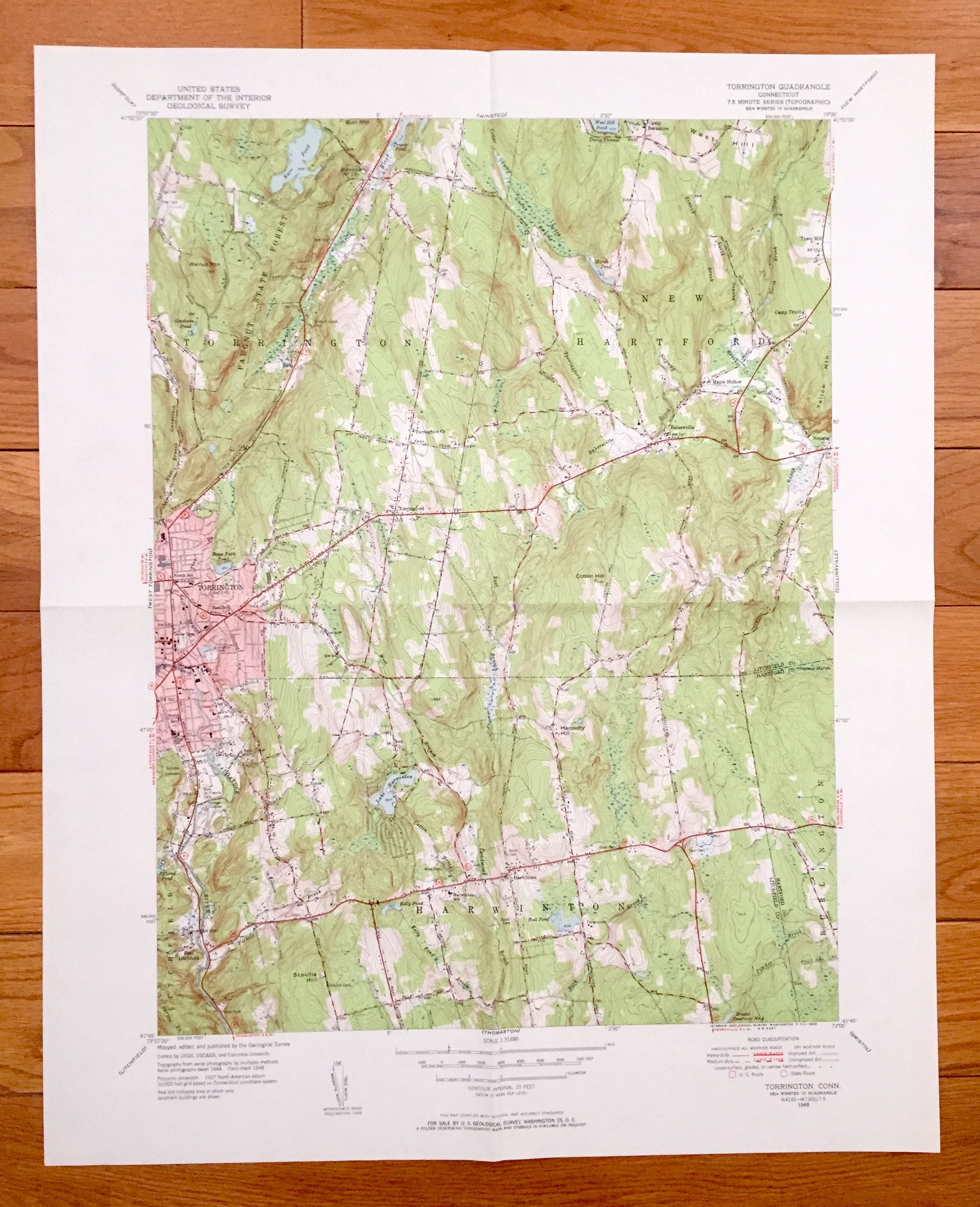 Antique Torrington Connecticut 1948 US Geological Survey Etsy