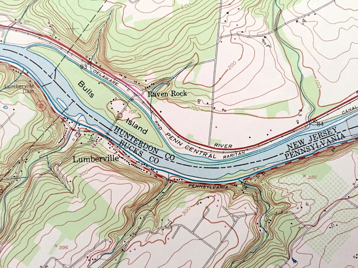 Antique Lumberville Pennsylvania 1955 US Geological Survey Etsy