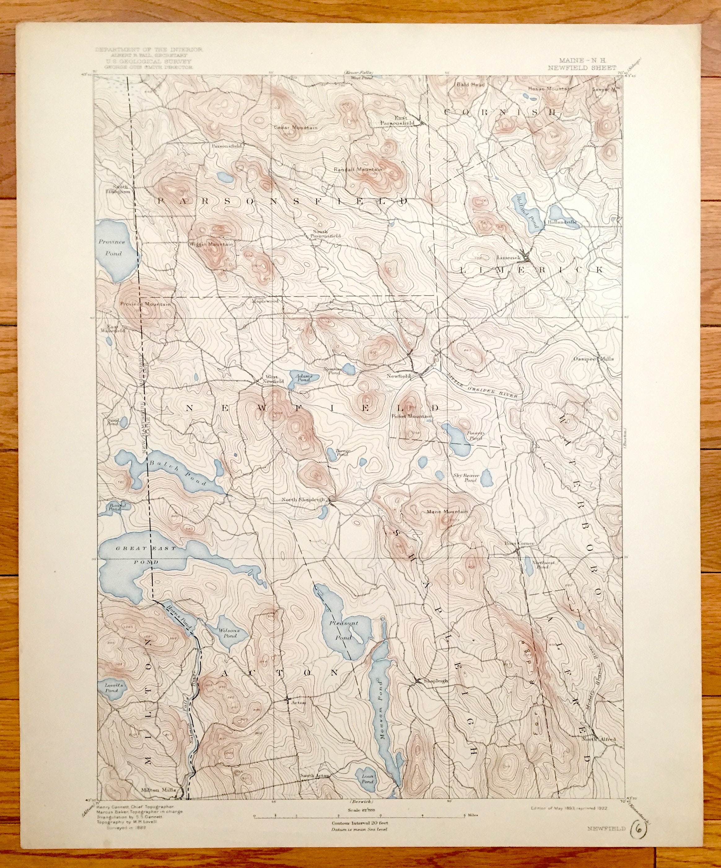 Antique Newfield Maine 1893 US Geological Survey Topographic Etsy