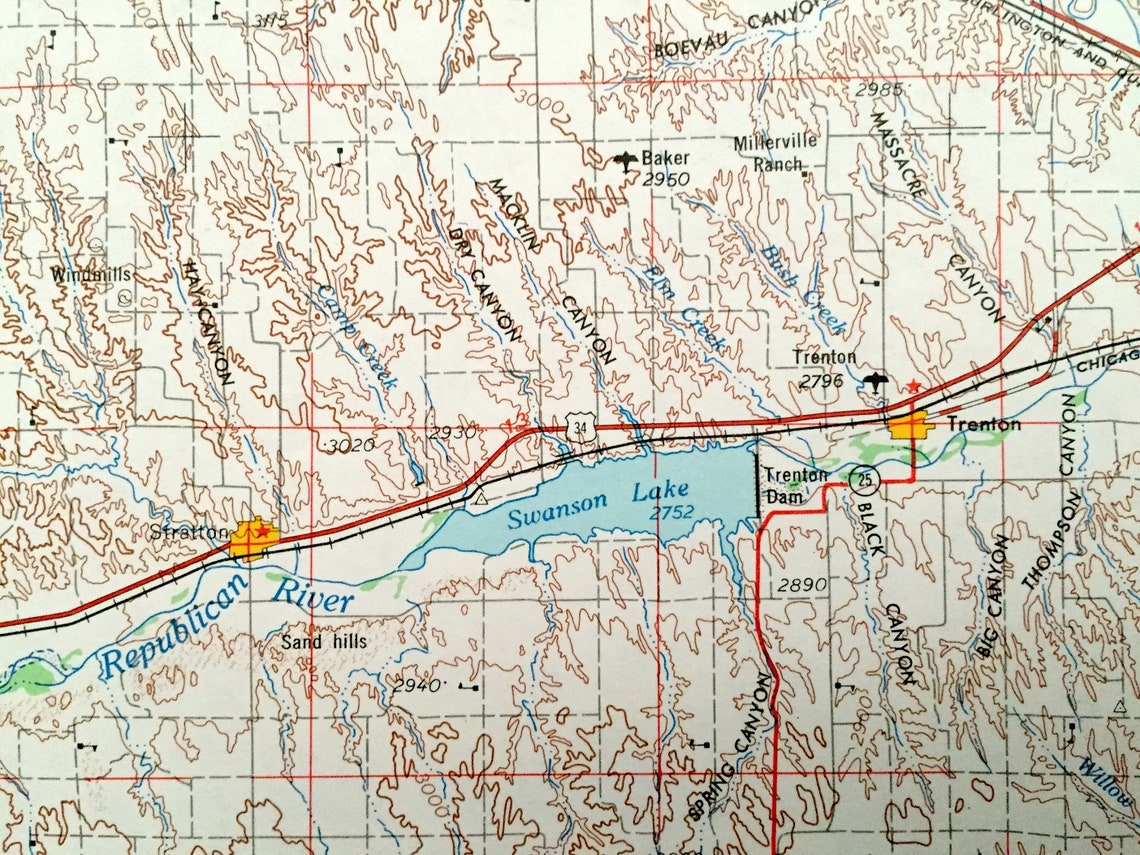 Antique McCook Nebraska 1954 US Geological Survey Topographic Etsy
