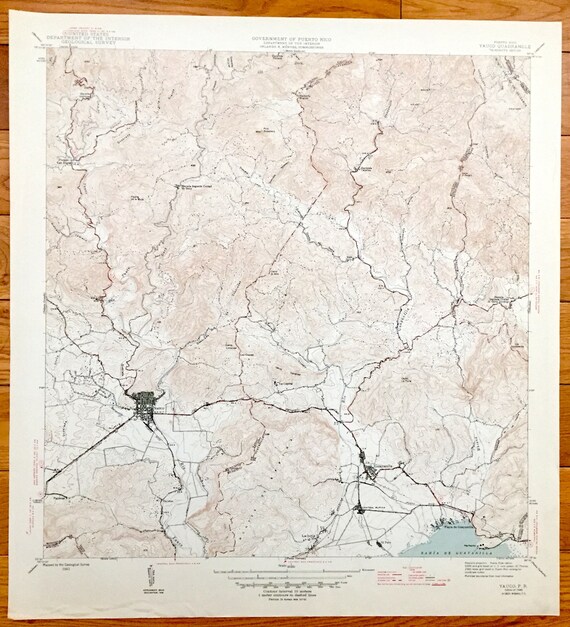 Antique Yauco Puerto Rico 1946 Us Geological Survey Etsy