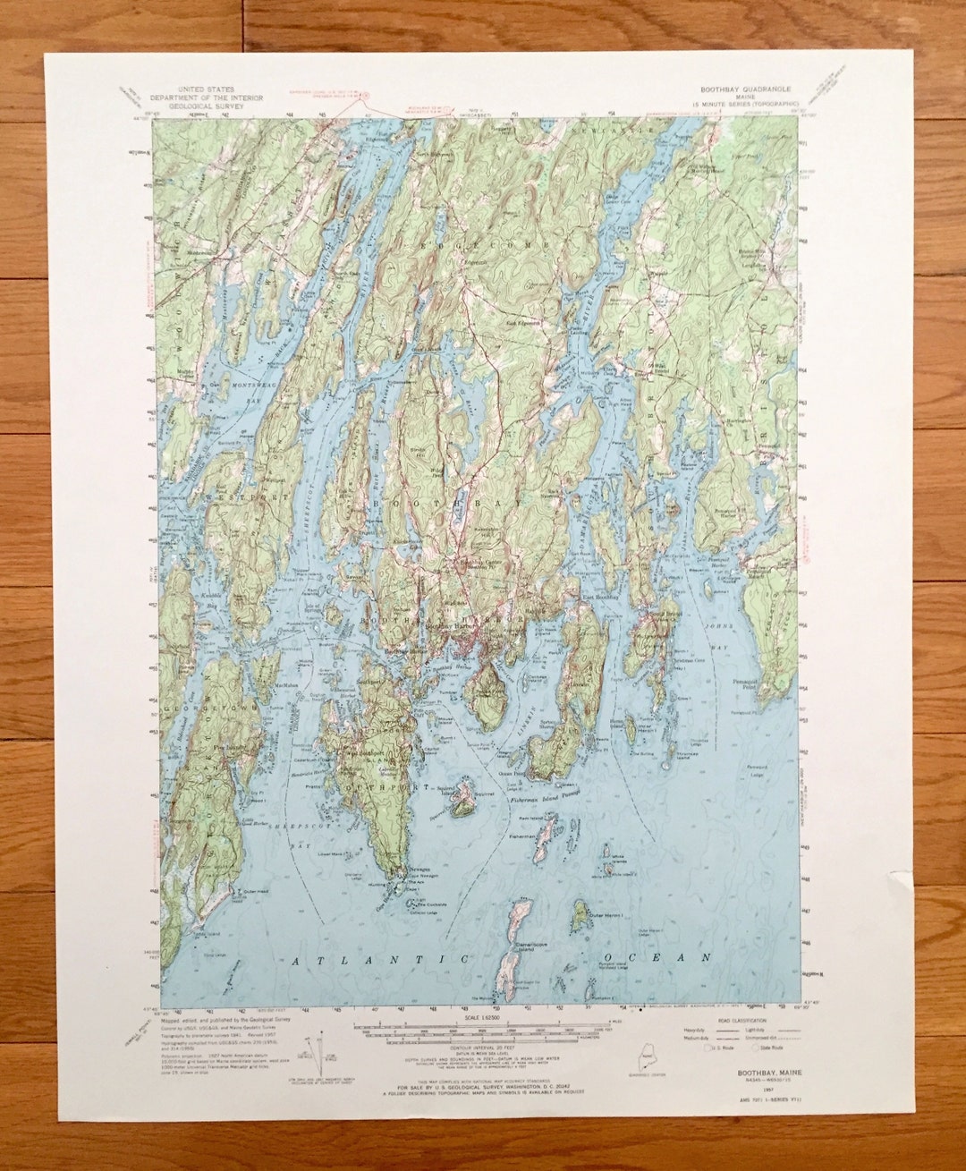 Antique Boothbay, Maine 1957 US Geological Survey Topographic Map ...