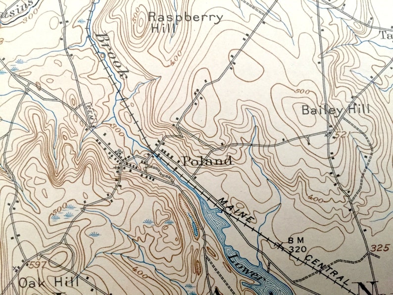 Antique Poland Maine 1908 US Geological Survey Topographic Etsy