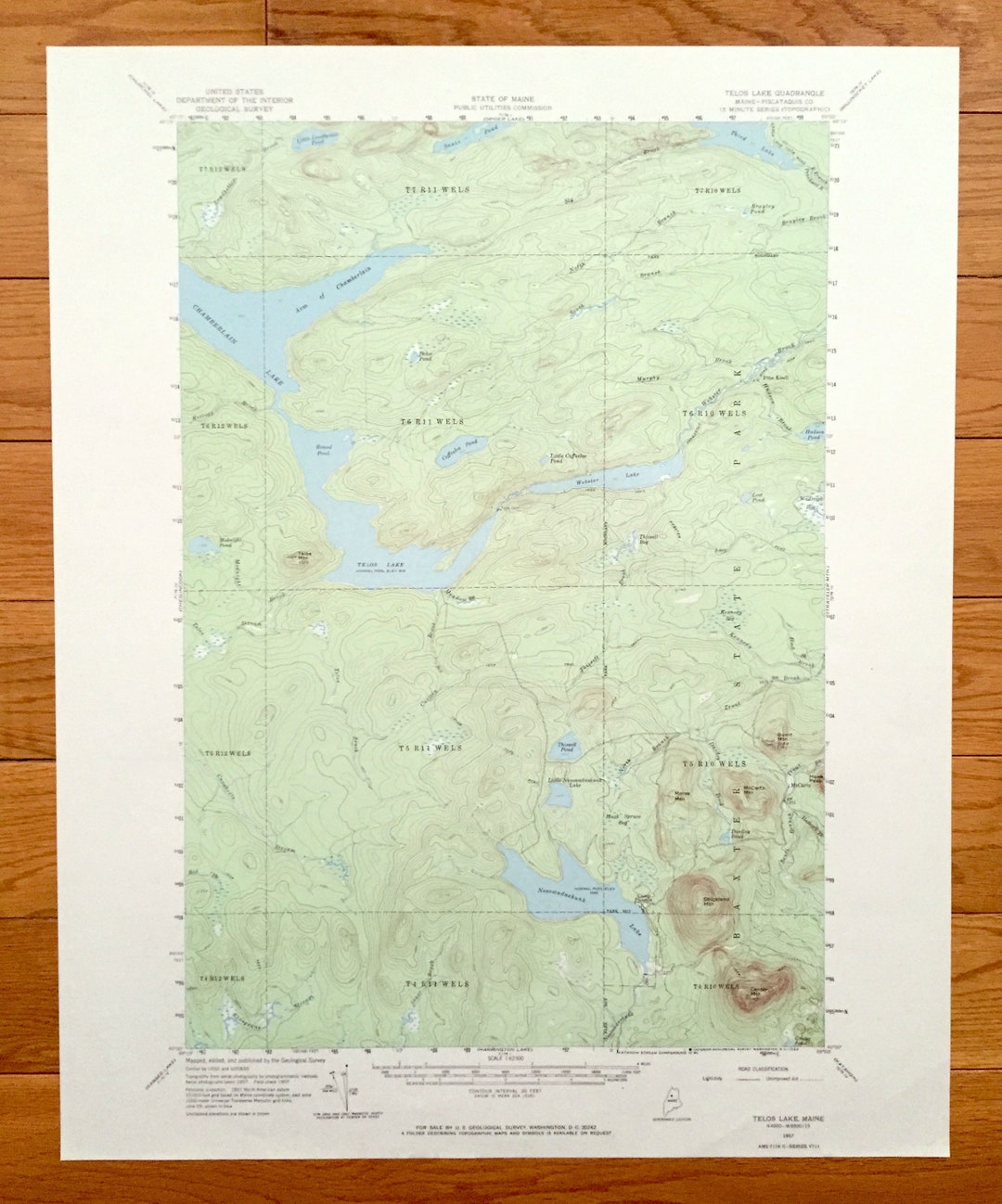 Antique Telos Lake, Maine 1957 US Geological Survey Topographic Map ...