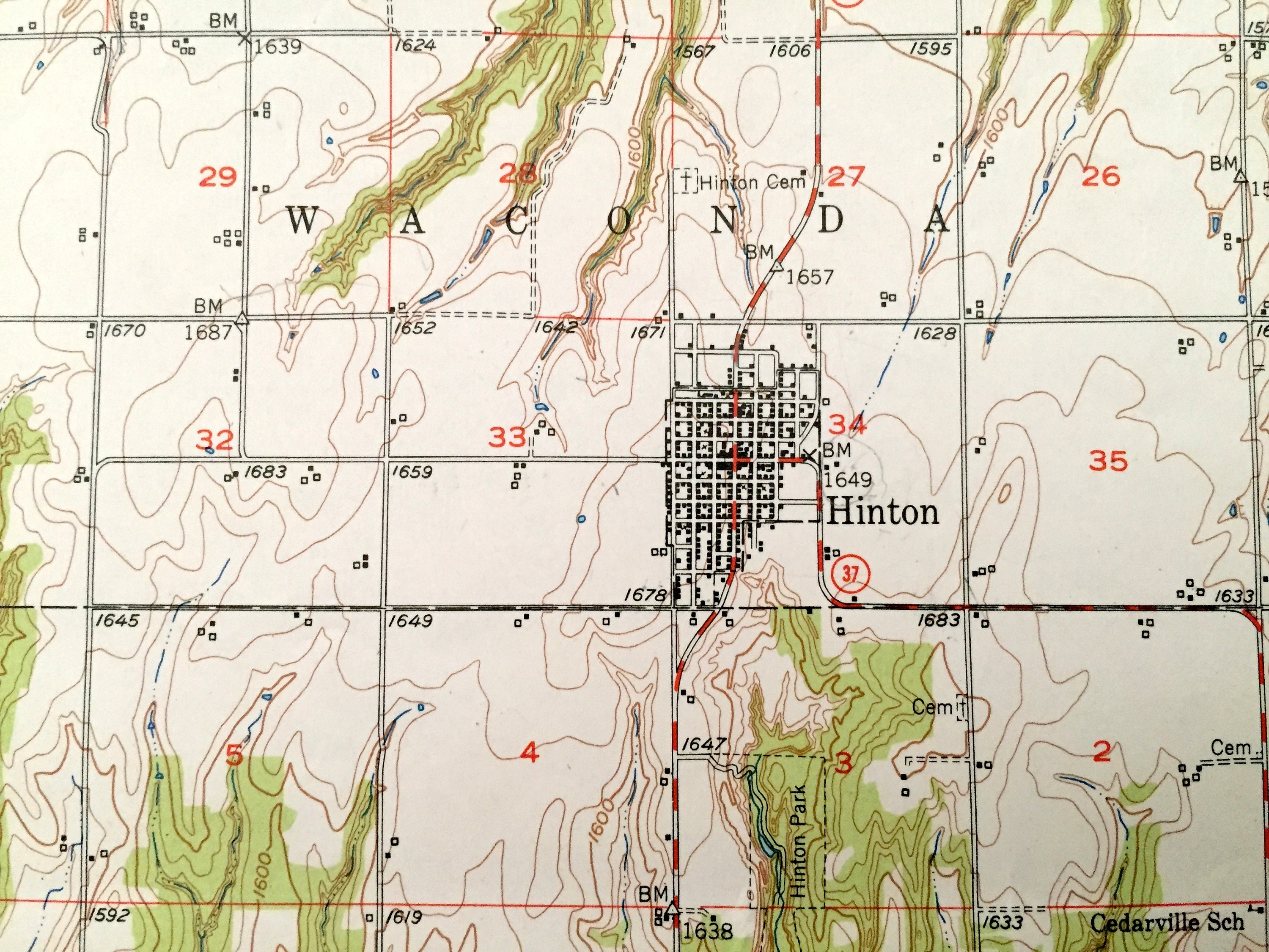 Antique Binger Oklahoma 1951 US Geological Survey Topographic Etsy