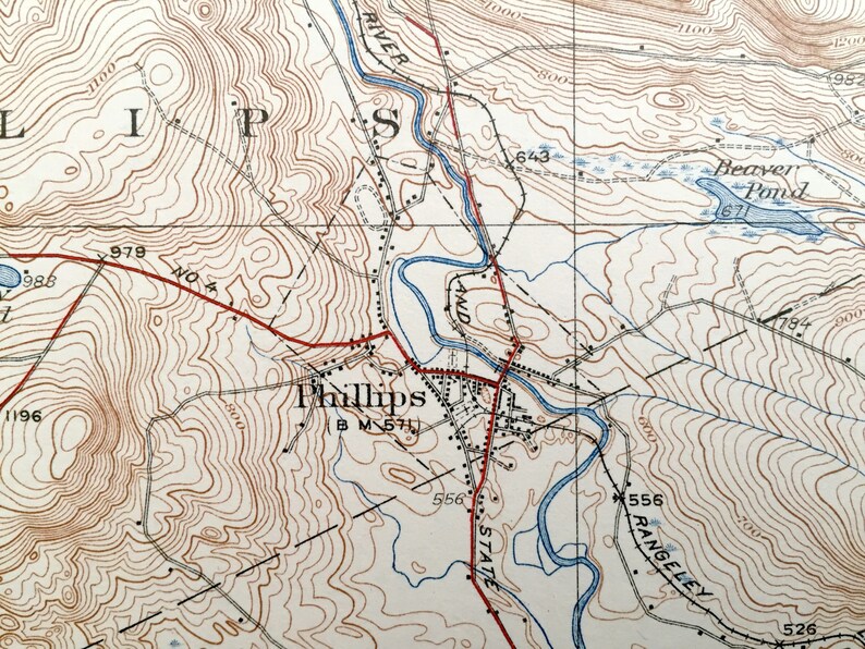 Antique Phillips Maine 1932 US Geological Survey Topographic Etsy