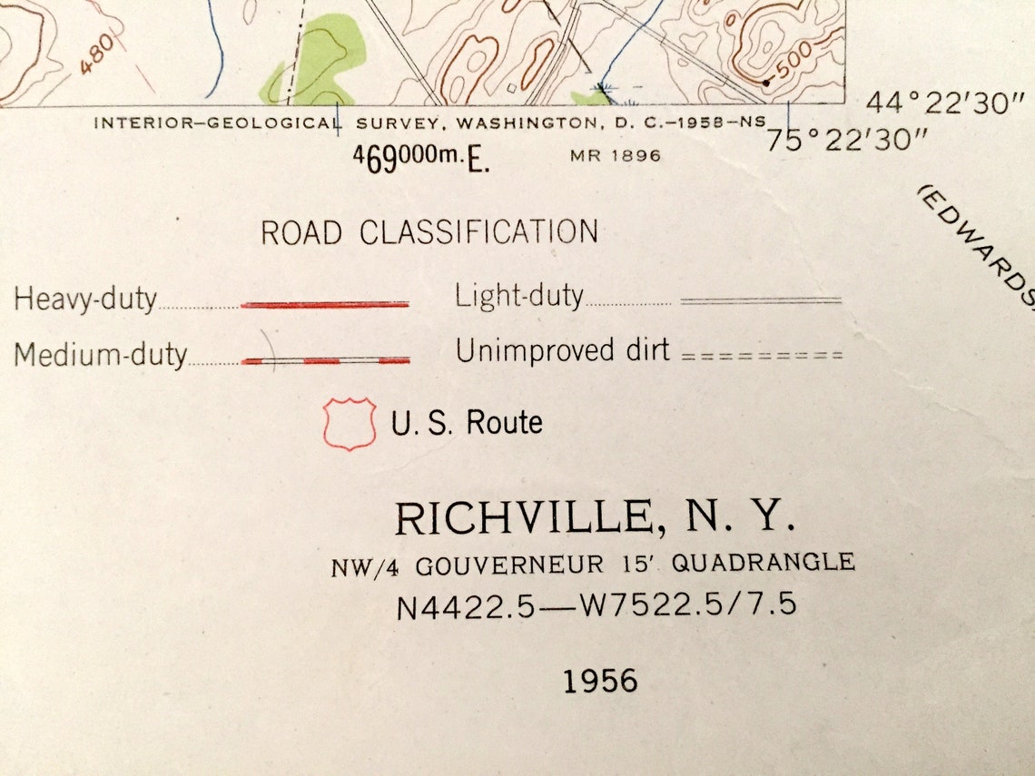 Antique Richville New York 1956 US Geological Survey Etsy