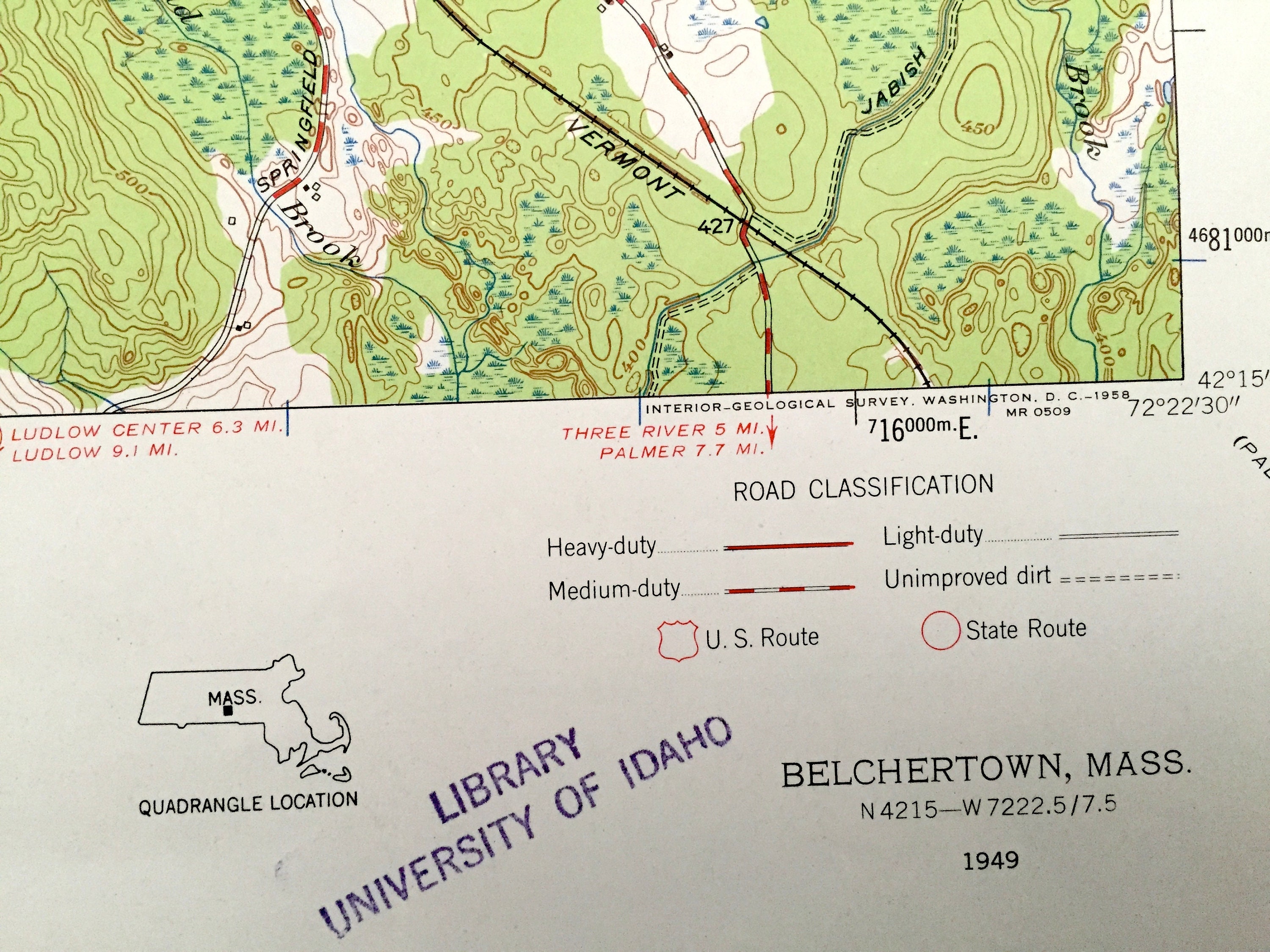 Antique Belchertown Massachusetts 1949 US Geological Survey Etsy