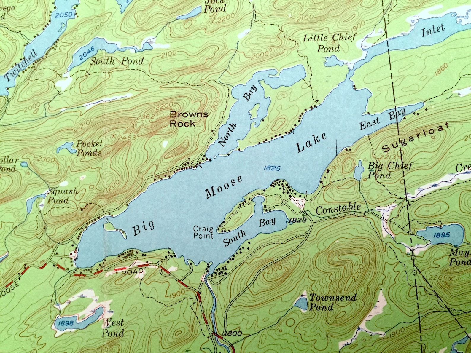 Antique Big Moose New York 1954 US Geological Survey Etsy