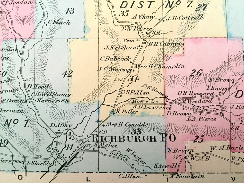 Antique 1869 Wirt New York Map From D.G. Beers Atlas of Etsy