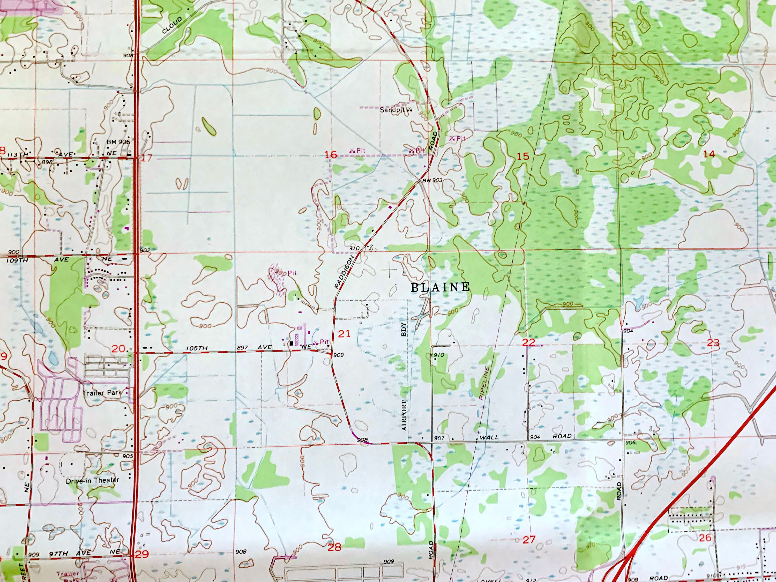 Antique Circle Pines, Minnesota 1967 US Geological Survey Topographic