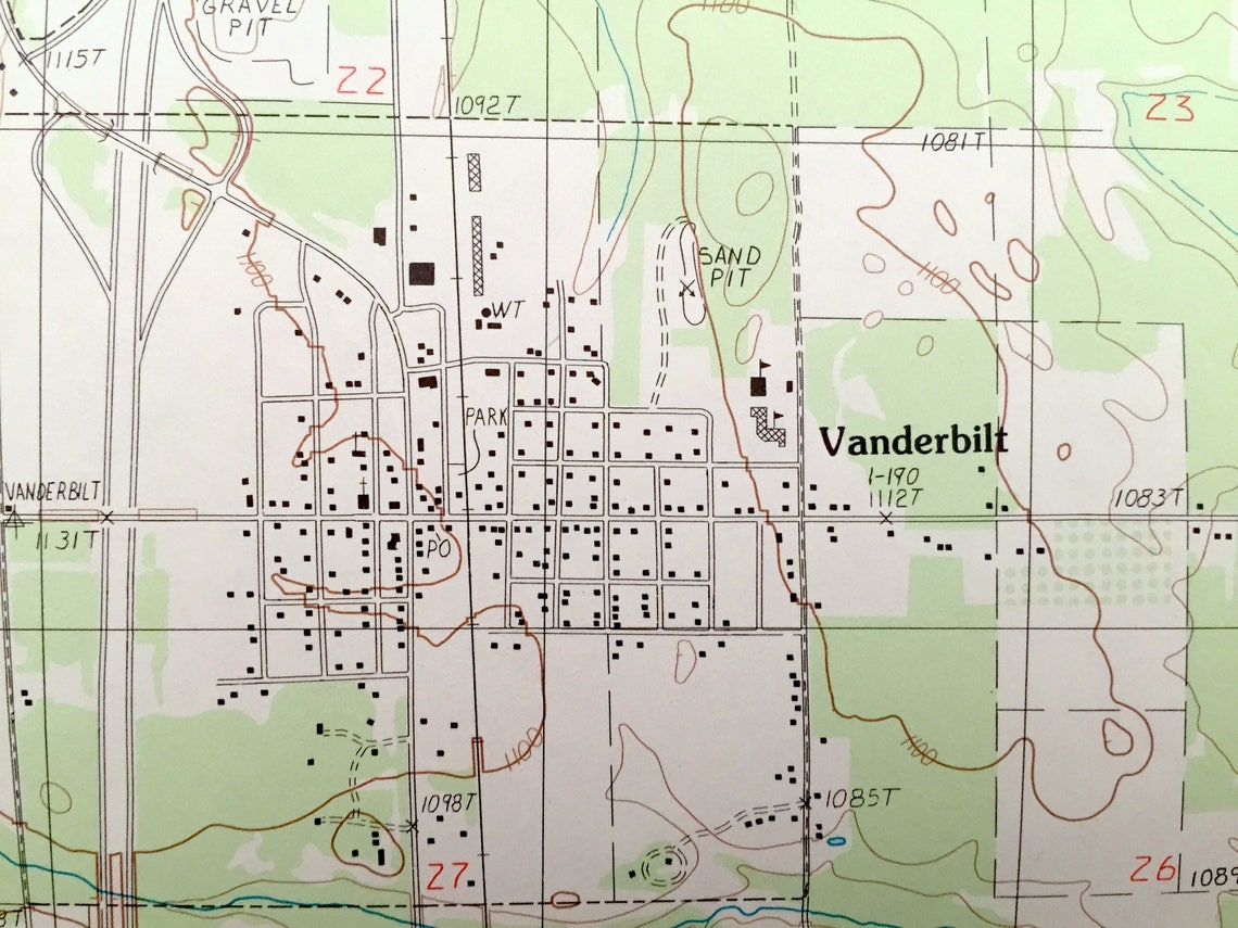 Antique Vanderbilt Michigan 1986 US Geological Survey Etsy