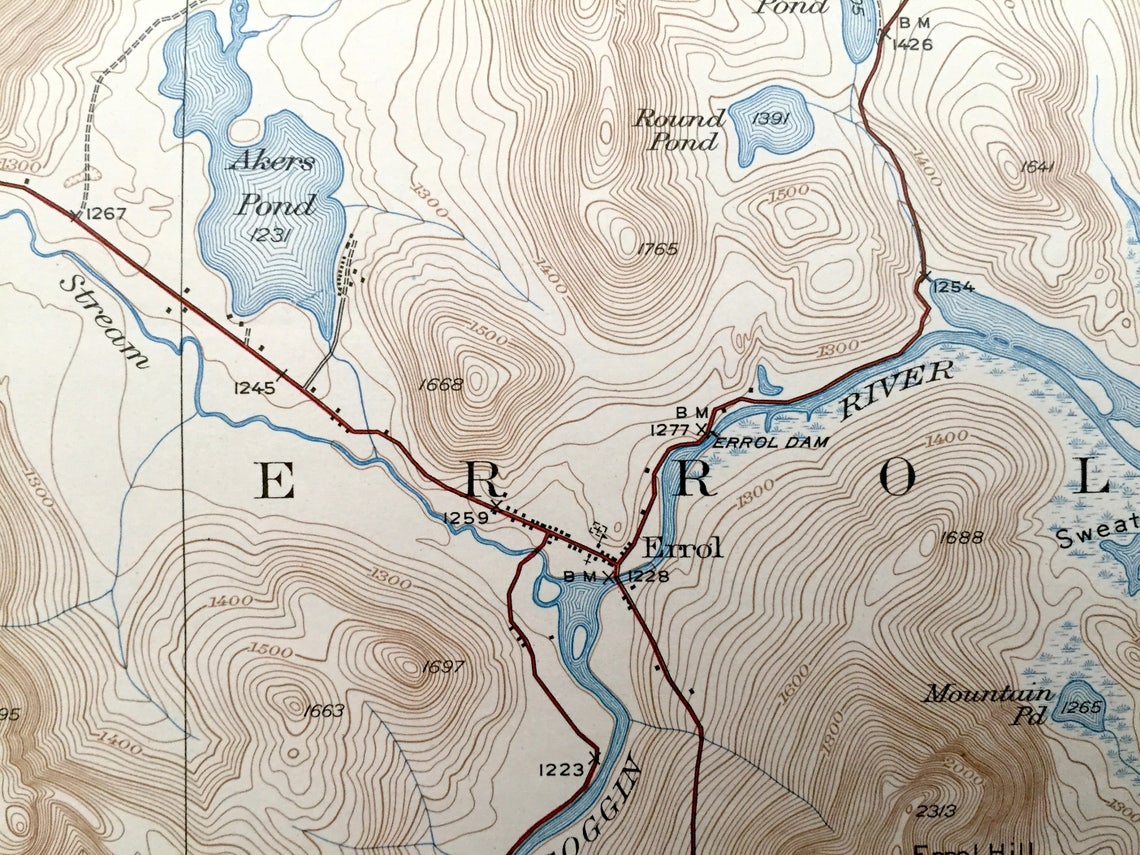 Antique Umbagog Lake & Errol New Hampshire 1934 US Geological Etsy