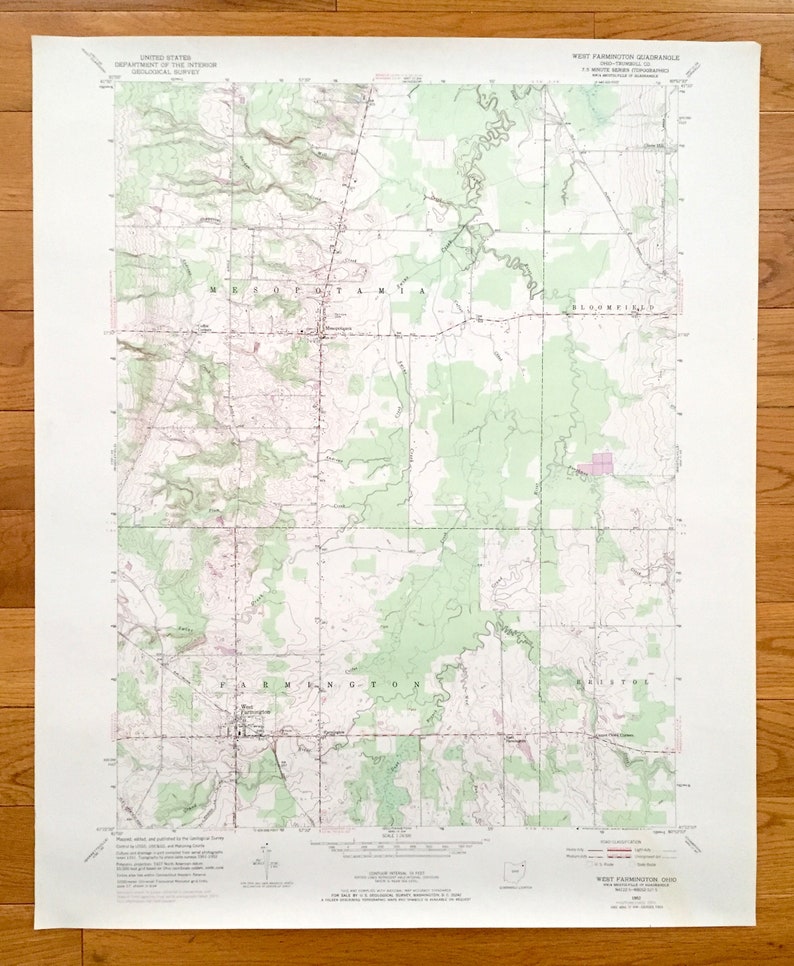 Antique West Farmington Ohio 1952 US Geological Survey Etsy