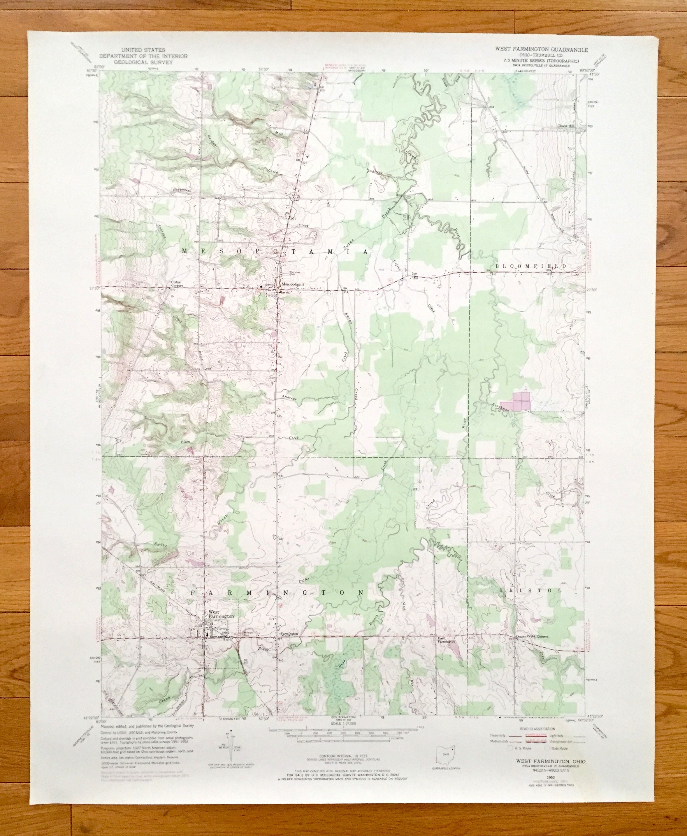 Antique West Farmington Ohio 1952 US Geological Survey Etsy