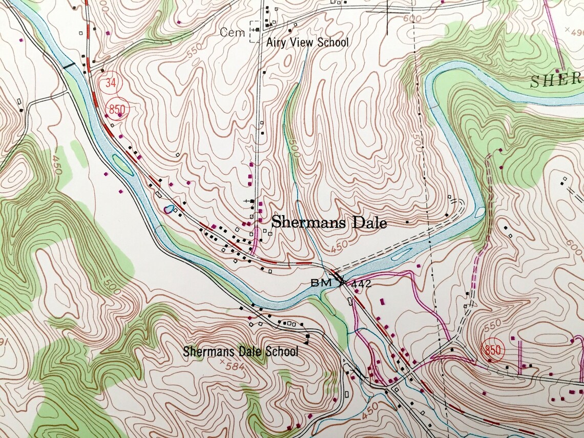 Antique Shermans Dale Pennsylvania 1952 US Geological Survey Etsy