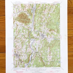 Ancienne carte topographique de Claremont, New Hampshire, 1926 US Geological Survey - Windsor, Cornouailles, Charlestown, Newport Weathersfield Vermont NH