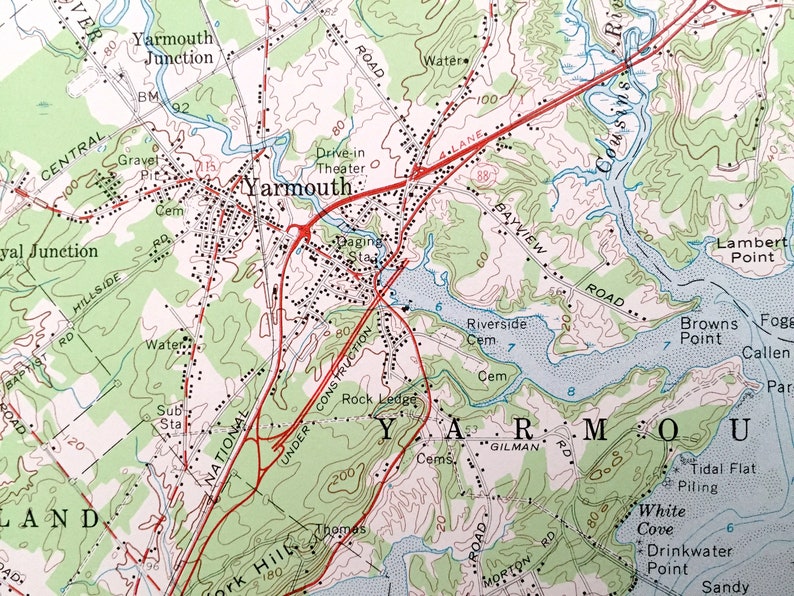 Antique Freeport Maine 1957 US Geological Survey Topographic Etsy