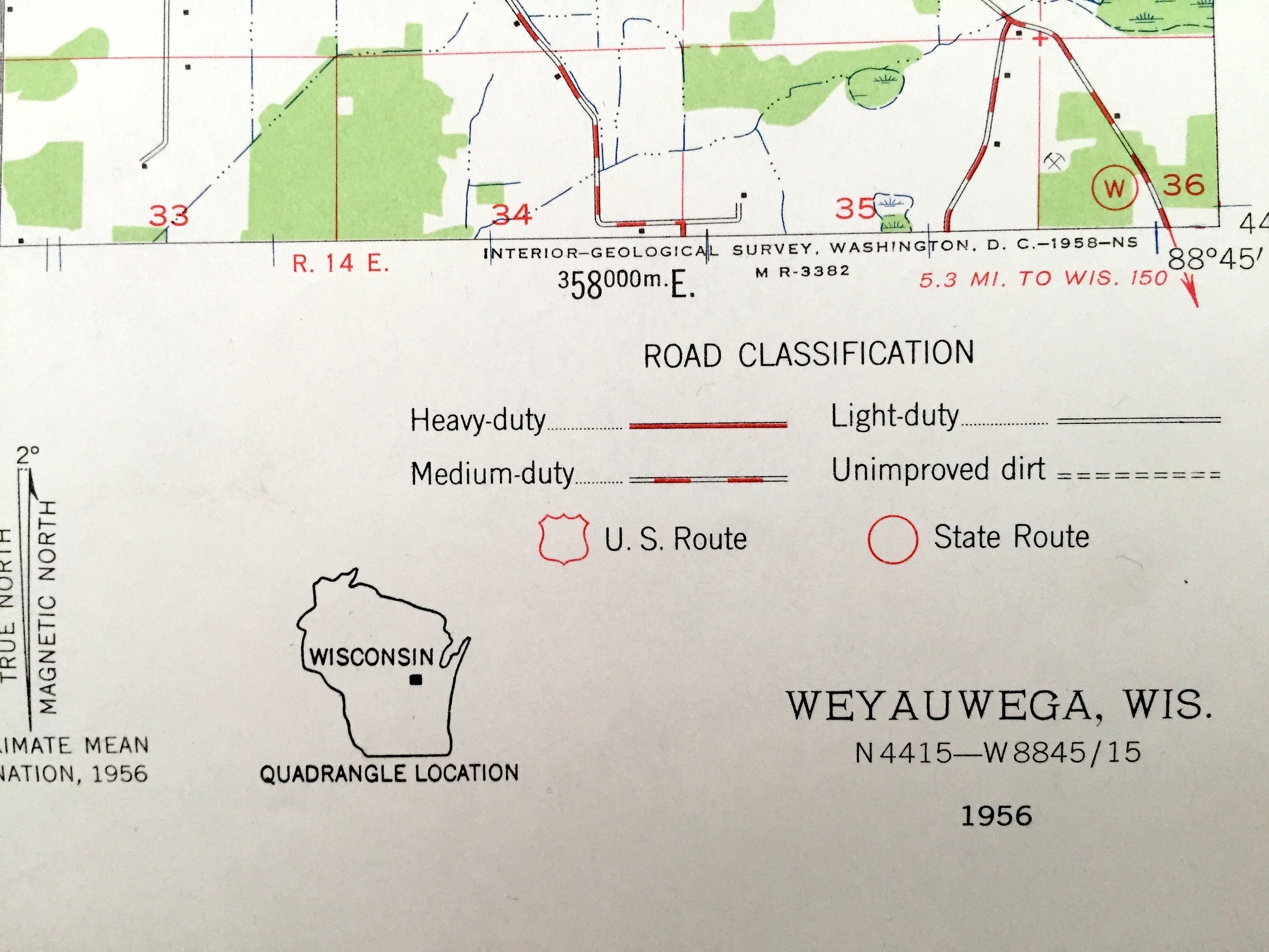 Antique Weyauwega Wisconsin 1956 US Geological Survey Etsy
