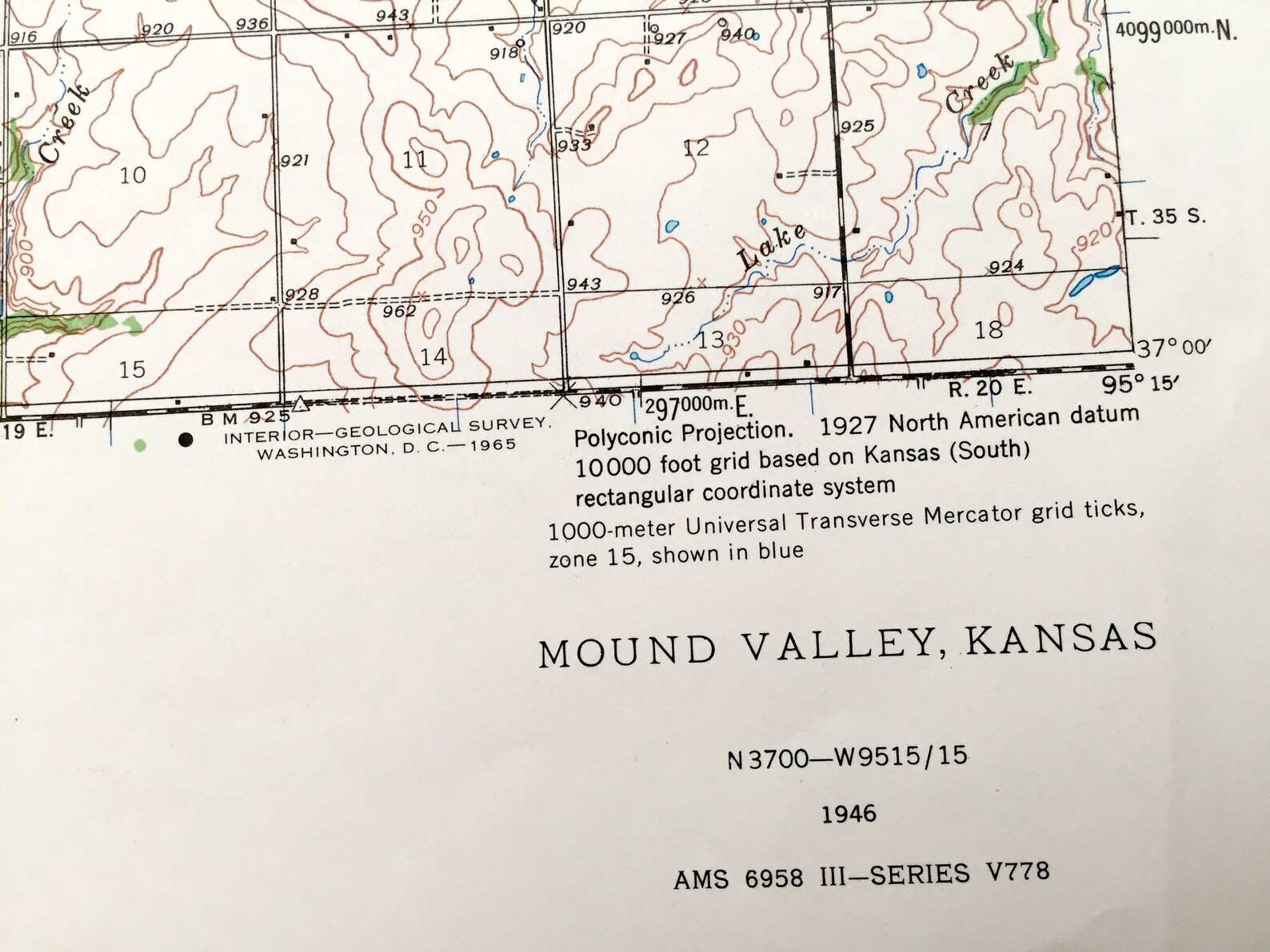 Antique Mound Valley Kansas 1946 US Geological Survey Etsy