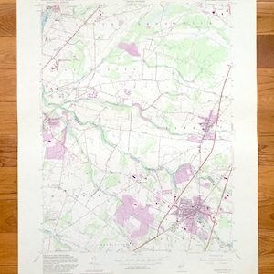 Mapa topográfico antigo de Hightstown, Nova Jersey 1954 do US Geological Survey - Cranbury, South Brunswick, West Windsor, East, Plainsboro, NJ