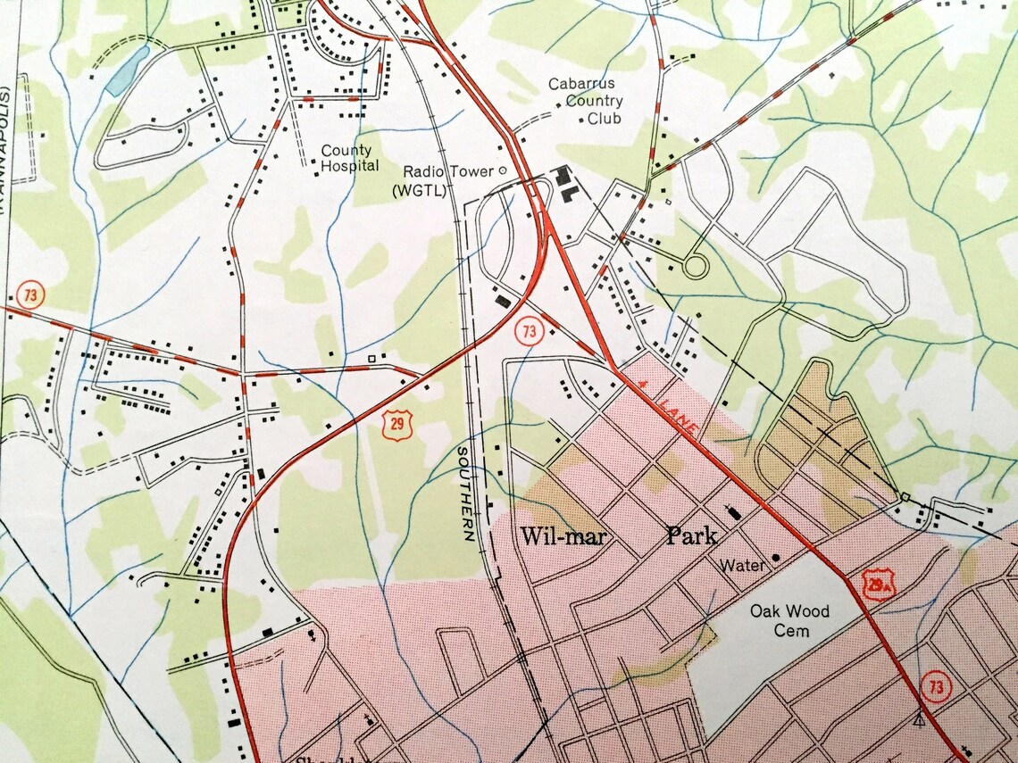 Antique Concord North Carolina 1950 US Geological Survey Etsy