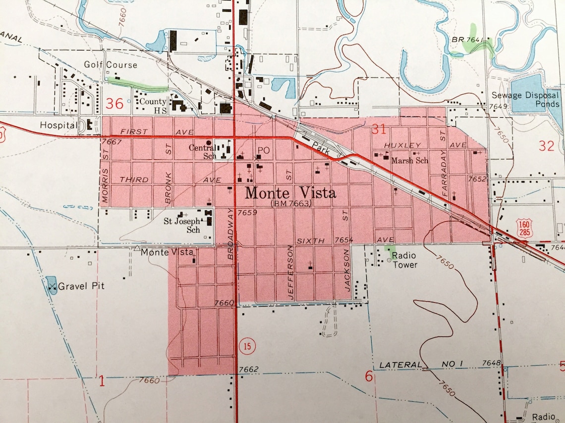 Antique Monte Vista Colorado 1964 US Geological Survey Etsy