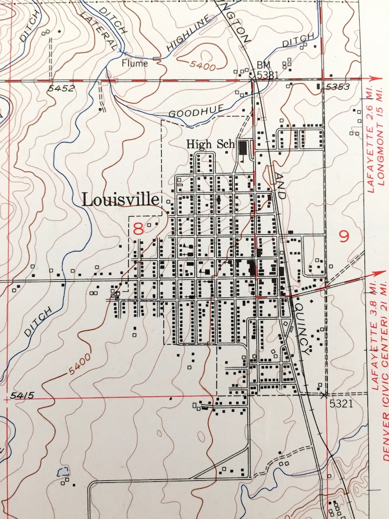 Jefferson County CO Denver Superior Boulder Marshall Antique Louisville Colorado 1957 US Geological Survey Topographic Map \u2013 Boulder