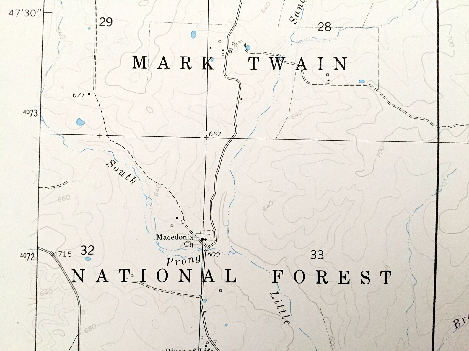 Antique Grandin, Missouri 1968 US Geological Survey Topographic Map