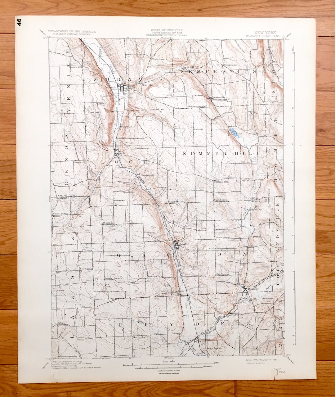 Antique Moravia, New York 1902 US Geological Survey Topographic Map