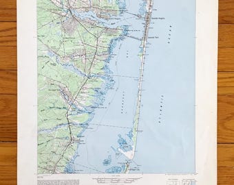 Antik topografisk karta från Toms River, New Jersey från 1969, amerikansk geologisk undersökning – Strand, östrand, Barnegat, Seaside Heights Park, Ocean Gate, NJ