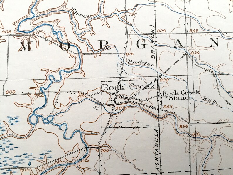 Antique Jefferson Ohio 1907 US Geological Survey Topographic Etsy