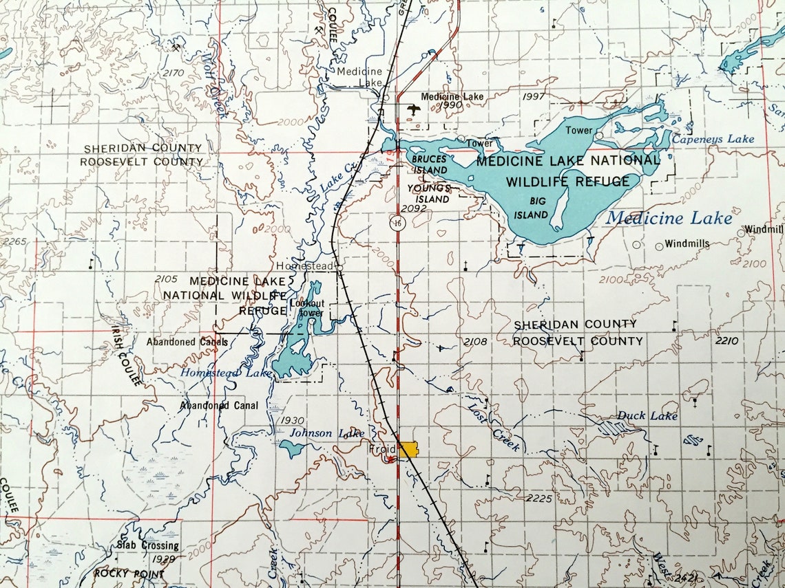 Antique Wolf Point Montana 1954 US Geological Survey Etsy UK