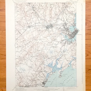 Mapa topográfico del Servicio Geológico de EE. UU. Antiguo de Portland, Maine 1916 – Scarborough, Westbrook, Falmouth, Back Cove, Pleasantdale Knightville ME