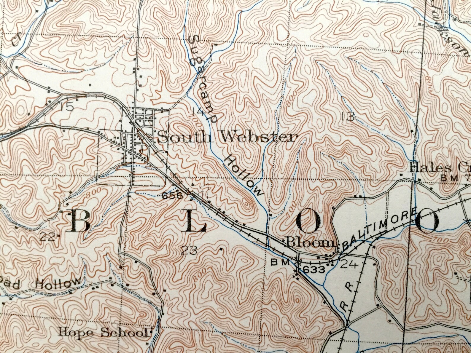 Antique Oak Hill Ohio 1912 US Geological Survey Topographic Etsy