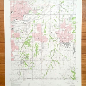 Antike Midwest City, Oklahoma 1956 US Geological Survey Topographische Karte – Cleveland County, Crutcho, Boone, Greeley, Moore, Taylor, Flynn