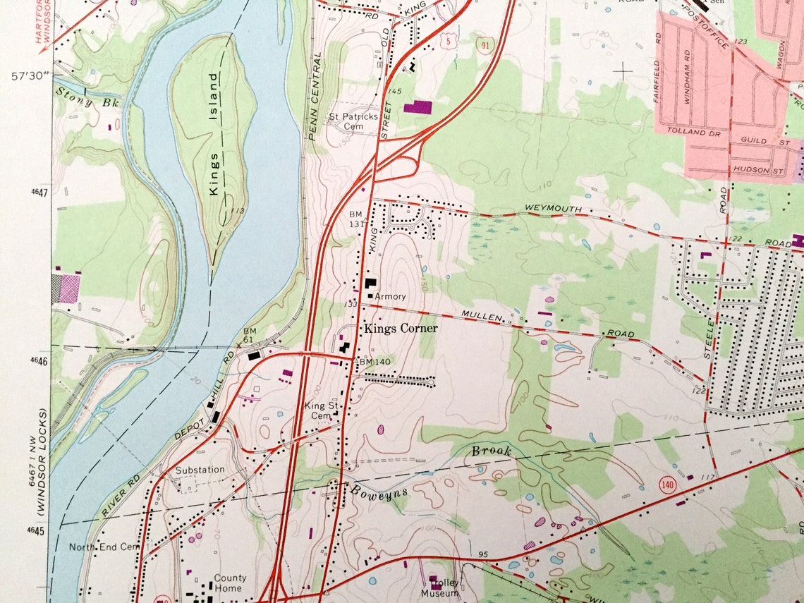 Antique Broad Brook Connecticut 1964 US Geological Survey Etsy France