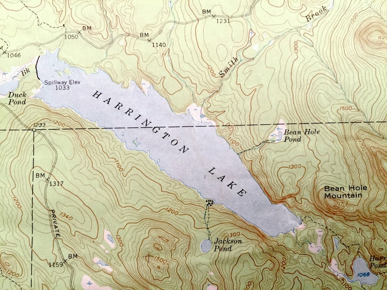 Antique Harrington Lake Maine 1954 US Geological Survey Etsy